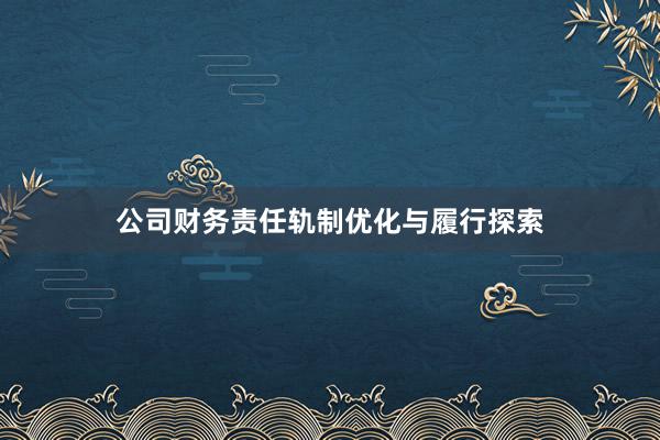 公司财务责任轨制优化与履行探索